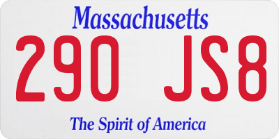 MA license plate 290JS8