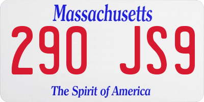MA license plate 290JS9