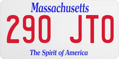 MA license plate 290JT0