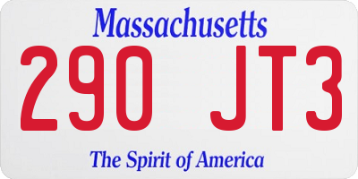 MA license plate 290JT3