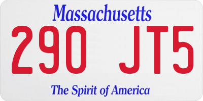 MA license plate 290JT5