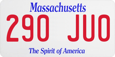 MA license plate 290JU0