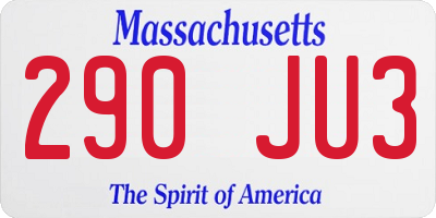 MA license plate 290JU3