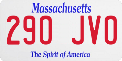 MA license plate 290JV0