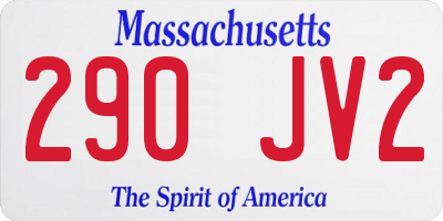 MA license plate 290JV2