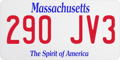 MA license plate 290JV3