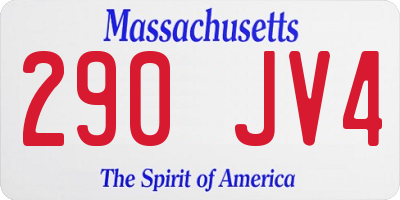 MA license plate 290JV4