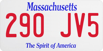 MA license plate 290JV5
