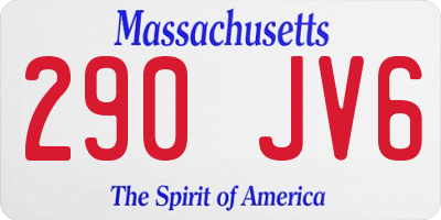 MA license plate 290JV6