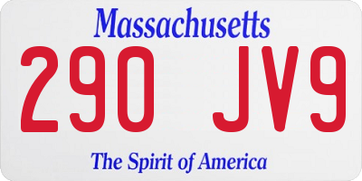 MA license plate 290JV9
