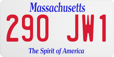 MA license plate 290JW1