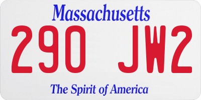 MA license plate 290JW2