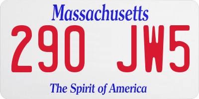 MA license plate 290JW5
