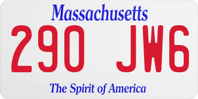 MA license plate 290JW6