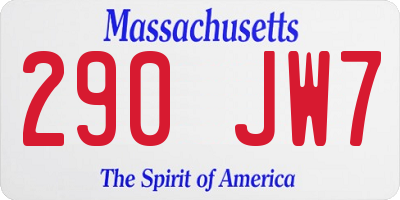 MA license plate 290JW7