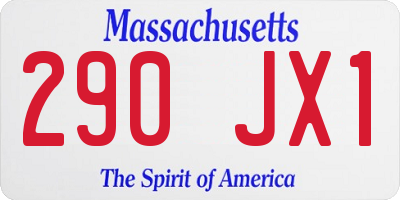 MA license plate 290JX1