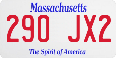 MA license plate 290JX2