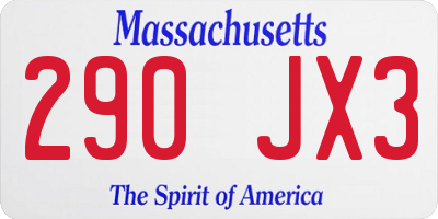 MA license plate 290JX3