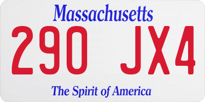 MA license plate 290JX4