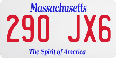 MA license plate 290JX6