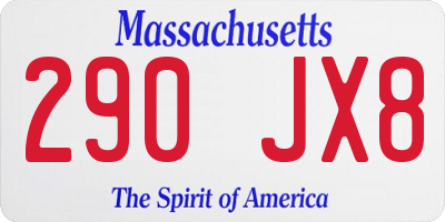 MA license plate 290JX8