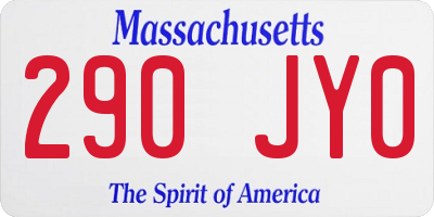 MA license plate 290JY0
