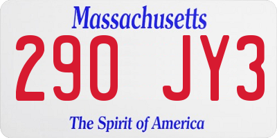 MA license plate 290JY3