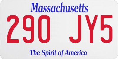 MA license plate 290JY5