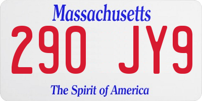 MA license plate 290JY9