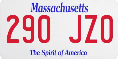 MA license plate 290JZ0