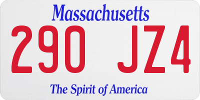 MA license plate 290JZ4