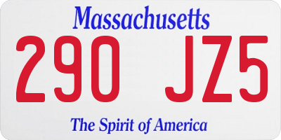 MA license plate 290JZ5