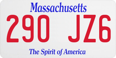 MA license plate 290JZ6