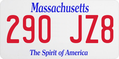 MA license plate 290JZ8