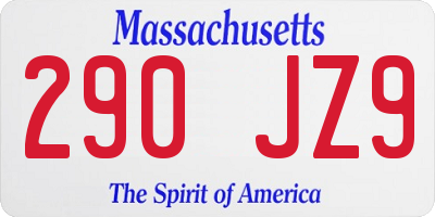 MA license plate 290JZ9