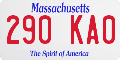 MA license plate 290KA0