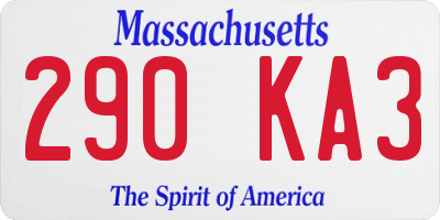 MA license plate 290KA3