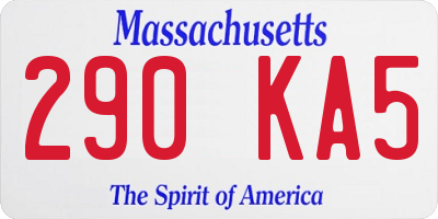 MA license plate 290KA5