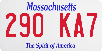 MA license plate 290KA7