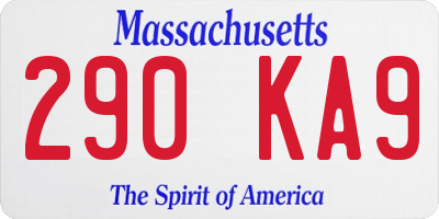 MA license plate 290KA9