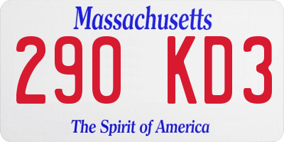MA license plate 290KD3