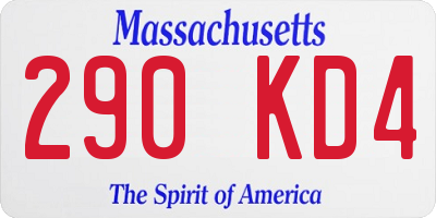 MA license plate 290KD4