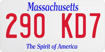 MA license plate 290KD7