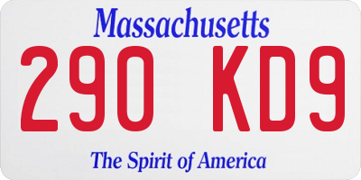 MA license plate 290KD9