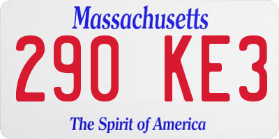 MA license plate 290KE3