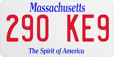 MA license plate 290KE9