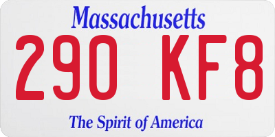 MA license plate 290KF8