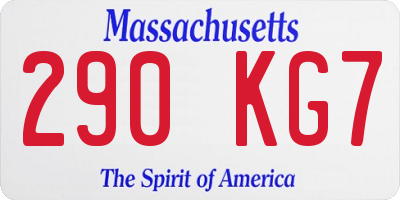 MA license plate 290KG7