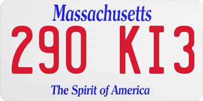 MA license plate 290KI3
