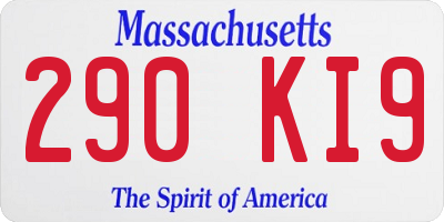 MA license plate 290KI9